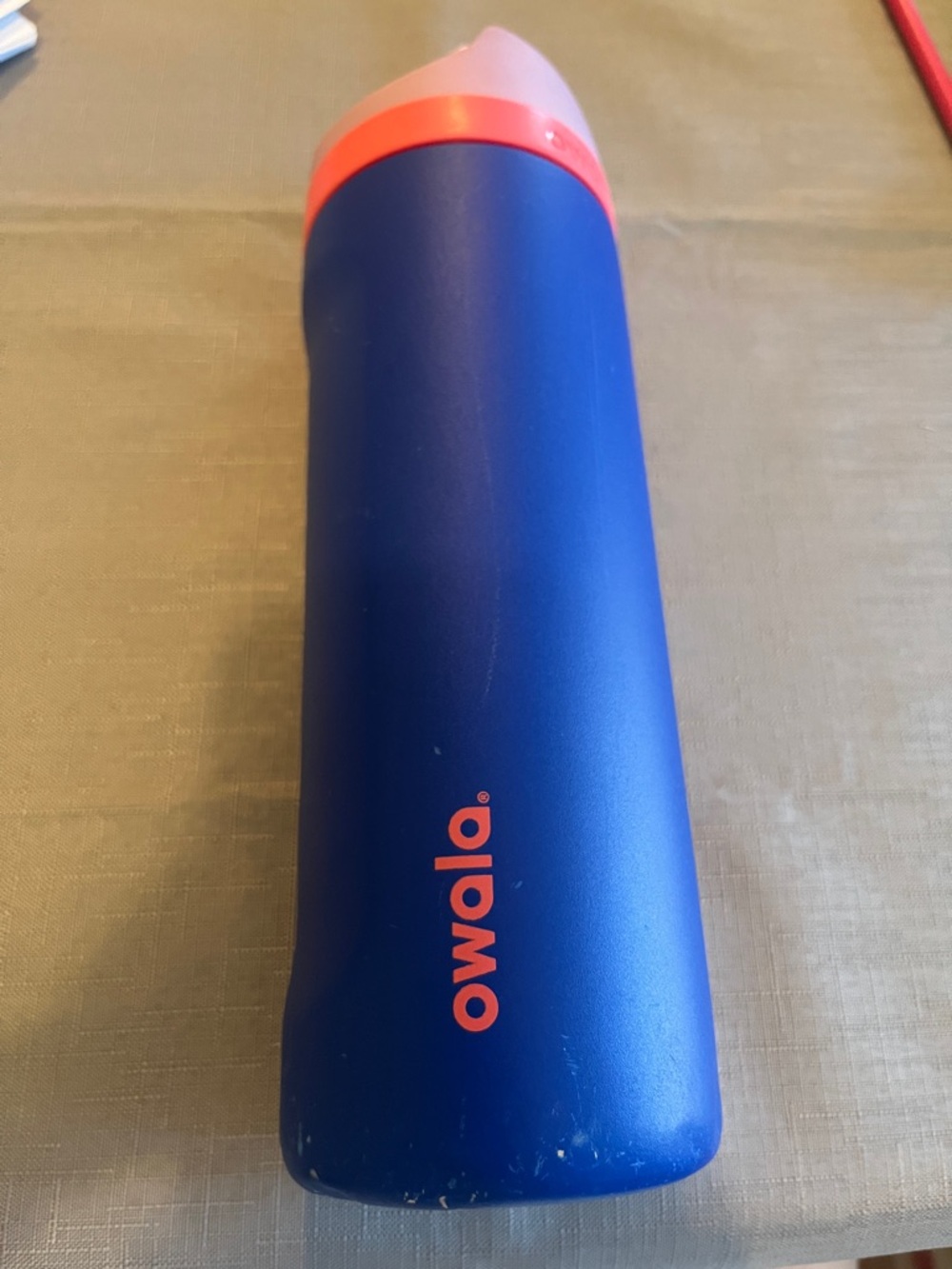 Owala Blue Insulated Bottle with Coral Pink Cap